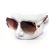 12 Pack: Leafy Oversized Rimless Hornet Gradient Wholesale Sunglasses