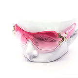 12 Pack: Luxe Rimless Rhinestone Color Gradient Wholesale Sunglasses