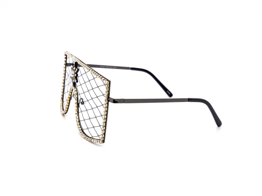 12 Pack: Unique Metal Net Rhinestone Wholesale Sunglasses