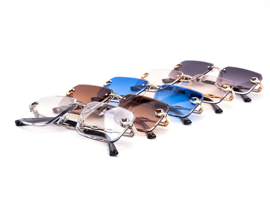 12 Pack: Rimless Miter-cut Scorpion Metal Gradient Wholesale Sunglasses