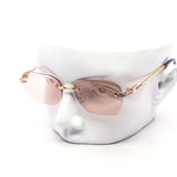 12 Pack: Rimless Miter-cut Rhinestone Metal Gradient Wholesale Sunglasses