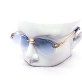 12 Pack: Rimless Miter-cut Rhinestone Metal Gradient Wholesale Sunglasses