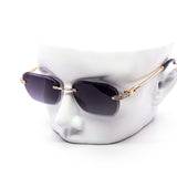 12 Pack: Rimless Miter-cut Rhinestone Metal Gradient Wholesale Sunglasses