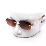 12 Pack: Rimless Miter-cut Rhinestone Metal Gradient Wholesale Sunglasses