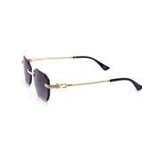 12 Pack: Rimless Miter-cut Rhinestone Metal Gradient Wholesale Sunglasses