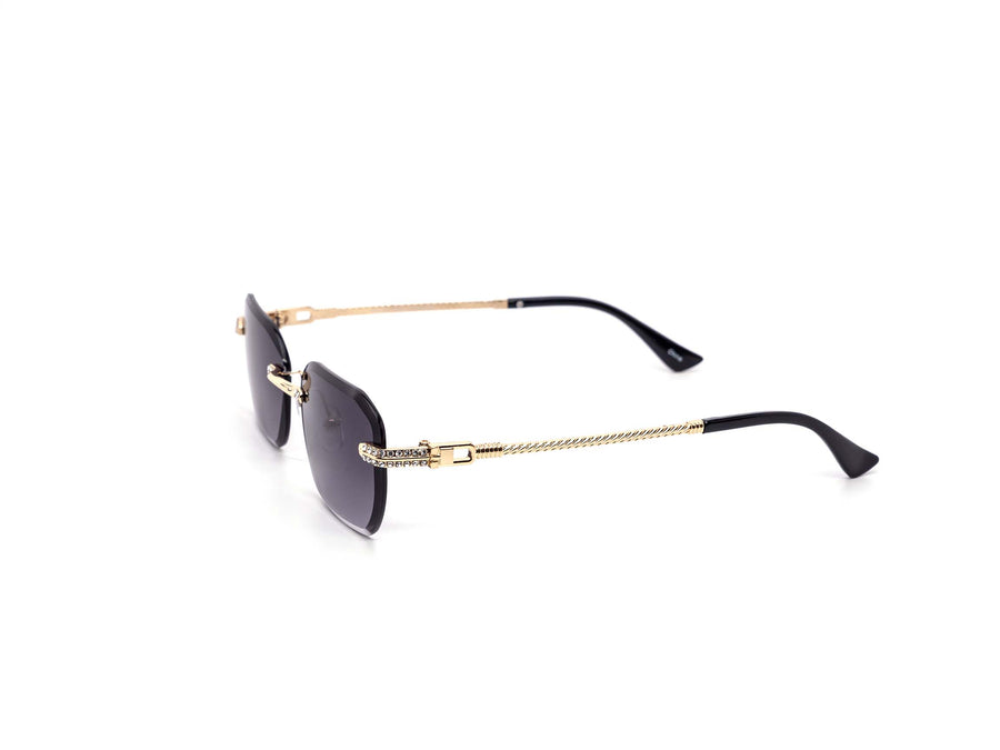 12 Pack: Rimless Miter-cut Rhinestone Metal Gradient Wholesale Sunglasses