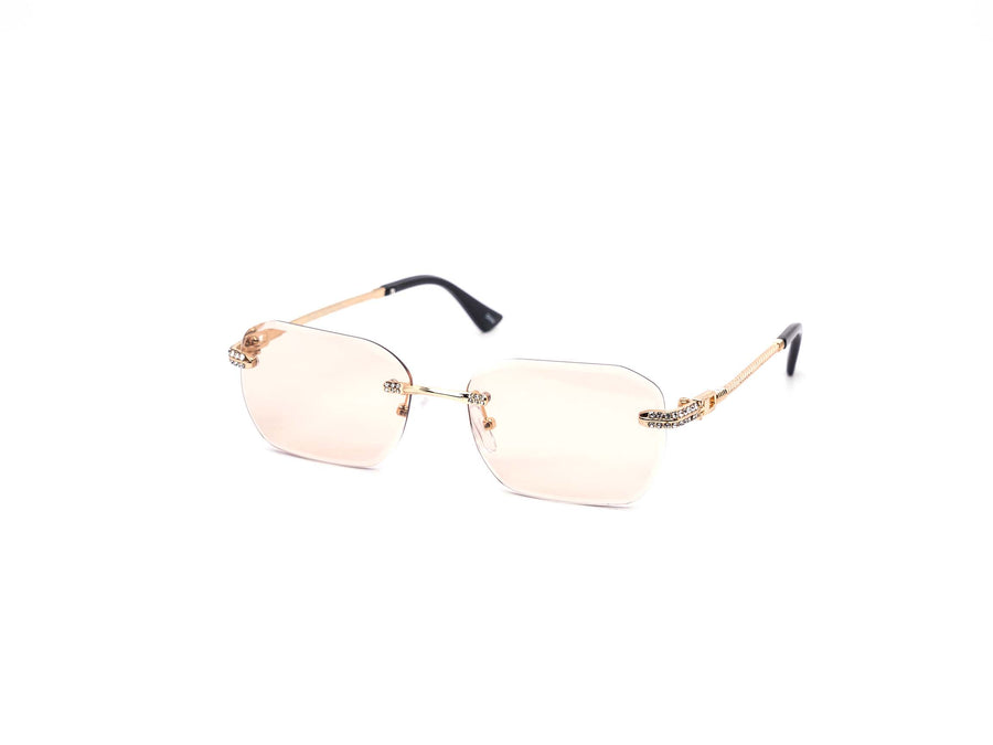 12 Pack: Rimless Miter-cut Rhinestone Metal Gradient Wholesale Sunglasses