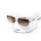 12 Pack: Rimless Miter-cut Hexagon Metal Gradient Wholesale Sunglasses