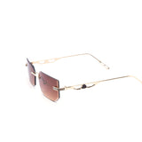 12 Pack: Rimless Miter-cut Hexagon Metal Gradient Wholesale Sunglasses