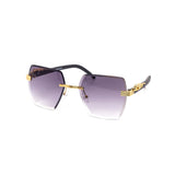 12 Pack: Rimless Hexagon Miter-cut Gradient Metal Feline Wholesale Sunglasses