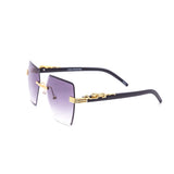 12 Pack: Rimless Hexagon Miter-cut Gradient Metal Feline Wholesale Sunglasses