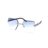 12 Pack: Rimless Hexagon Miter-cut Gradient Metal Feline Wholesale Sunglasses