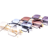 12 Pack: Rimless Hexagon Miter-cut Gradient Metal Feline Wholesale Sunglasses