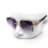 12 Pack: Rimless Hexagon Miter-cut Gradient Metal Feline Wholesale Sunglasses