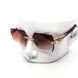 12 Pack: Rimless Hexagon Miter-cut Gradient Metal Feline Wholesale Sunglasses