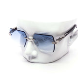 12 Pack: Rimless Hexagon Miter-cut Gradient Metal Feline Wholesale Sunglasses