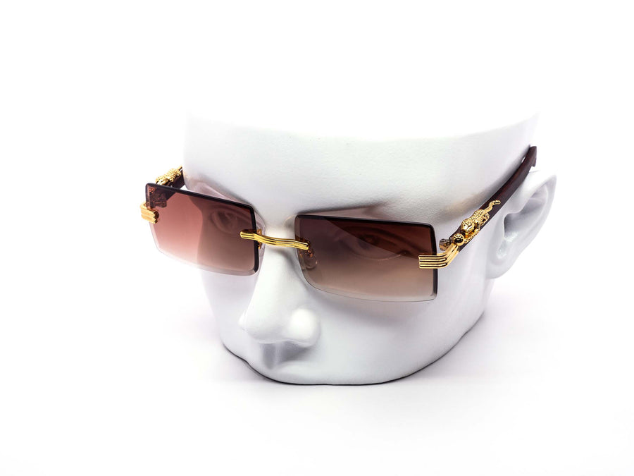 12 Pack: Rimless Square Gradient Metal Feline Snake Wholesale Sunglasses