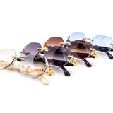 12 Pack: Chic Rimless Gradient Metal Feline Snake Wholesale Sunglasses