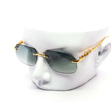 12 Pack: Super Sleek Rimless Gradient Metal Feline Wholesale Sunglasses