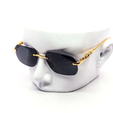 12 Pack: Super Sleek Rimless Gradient Metal Feline Wholesale Sunglasses