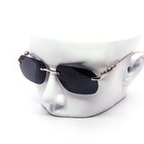 12 Pack: Super Sleek Rimless Gradient Metal Feline Wholesale Sunglasses