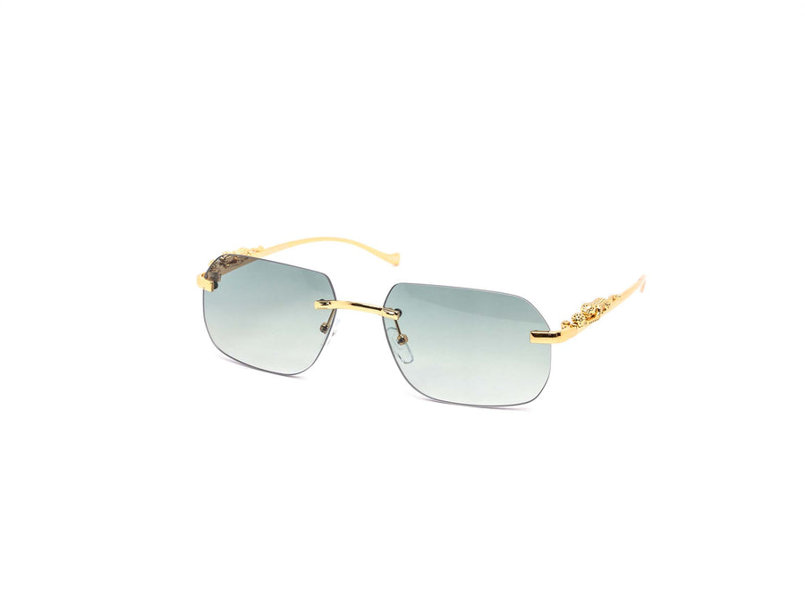 12 Pack: Super Sleek Rimless Gradient Metal Feline Wholesale Sunglasses