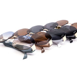 12 Pack: Rimless Chunky Prism Metal Accent Wholesale Sunglasses