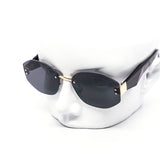 12 Pack: Rimless Chunky Prism Metal Accent Wholesale Sunglasses