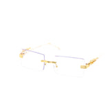 12 Pack: Metal Jag Rimless Miter-cut Wooden Temple Clear Wholesale Sunglasses