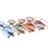 12 Pack: Rimless Gradient Miter-cut Wood Temple Wholesale Sunglasses