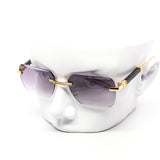 12 Pack: Rimless Gradient Miter-cut Wood Temple Wholesale Sunglasses