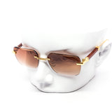 12 Pack: Rimless Gradient Miter-cut Wood Temple Wholesale Sunglasses