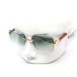 12 Pack: Rimless Gradient Miter-cut Wood Temple Wholesale Sunglasses