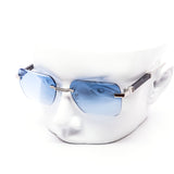 12 Pack: Rimless Gradient Miter-cut Wood Temple Wholesale Sunglasses