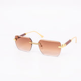 12 Pack: Rimless Gradient Miter-cut Wood Temple Wholesale Sunglasses