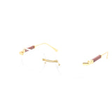 12 Pack: Rimless Clear Miter-cut Wood Temple Wholesale Eyeglasses