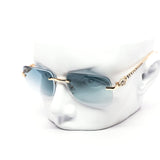 12 Pack: Rimless Gradient Feline Metal Temples Wholesale Sunglasses