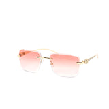 12 Pack: Rimless Gradient Feline Metal Temples Wholesale Sunglasses