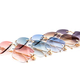 12 Pack: Rimless Gradient Feline Metal Temples Wholesale Sunglasses