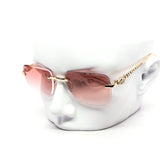 12 Pack: Rimless Gradient Feline Metal Temples Wholesale Sunglasses