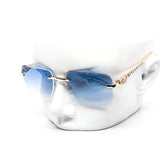 12 Pack: Rimless Gradient Feline Metal Temples Wholesale Sunglasses