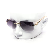 12 Pack: Rimless Gradient Feline Metal Temples Wholesale Sunglasses