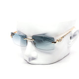 12 Pack: Jaguar-Inspired Feline Rimless Color Gradient Wholesale Sunglasses