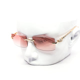 12 Pack: Jaguar-Inspired Feline Rimless Color Gradient Wholesale Sunglasses