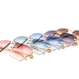 12 Pack: Luxury Hexagon Gradient Rimless Wholesale Sunglasses