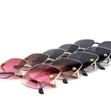 12 Pack: Luxury Skull Accent Square Metal Wholesale Sunglasses