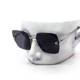 12 Pack: Luxury Skull Accent Square Metal Wholesale Sunglasses