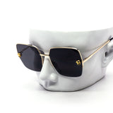 12 Pack: Luxury Skull Accent Square Metal Wholesale Sunglasses