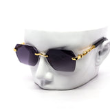 12 Pack: Hexagonal Rimless Luxury Sunglasses Feline Wholesale Sunglasses