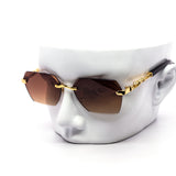 12 Pack: Hexagonal Rimless Luxury Sunglasses Feline Wholesale Sunglasses